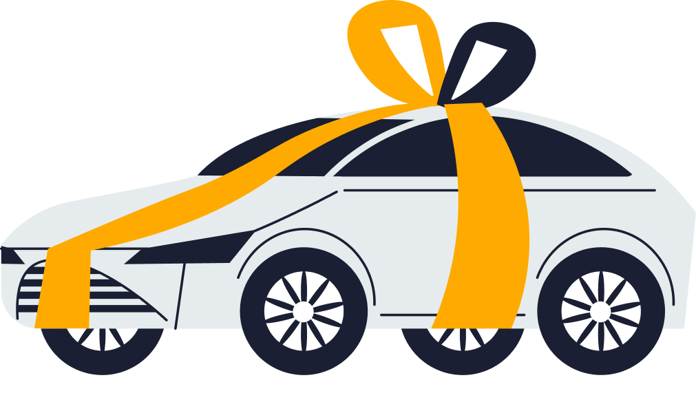 Car with ribbon illustration